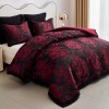 HIG Peony Patchwork Comforter Set with Matching Curtains, Bed in