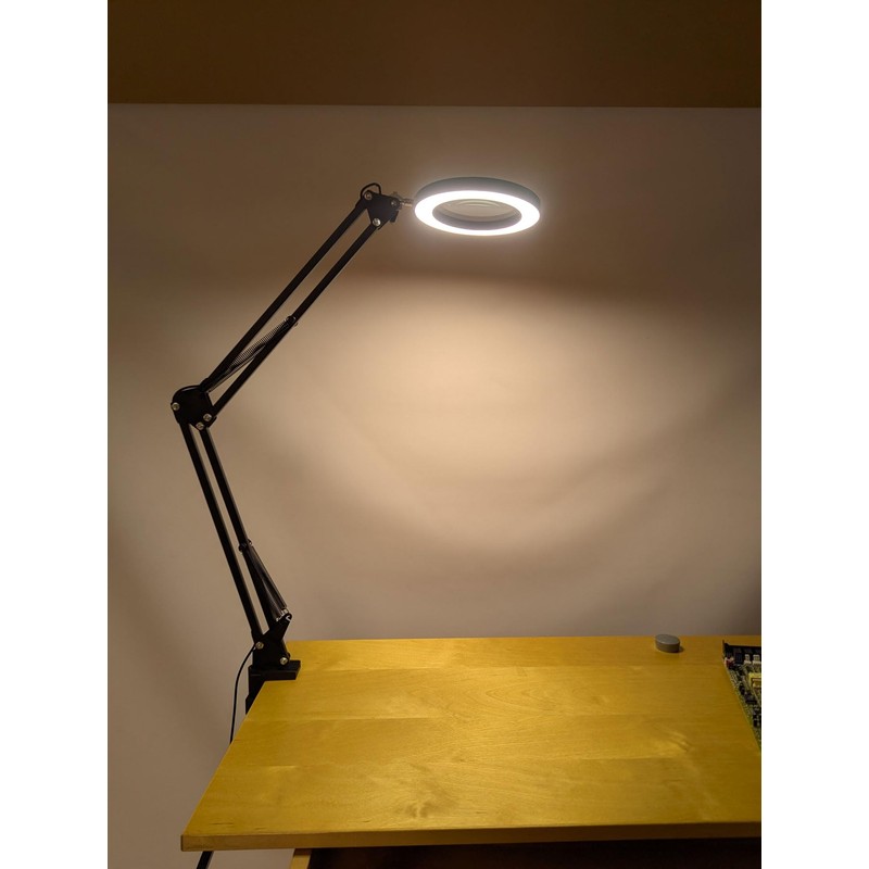 SE 4-Inch Black 4X Magnification LED Swing Arm Lamp with