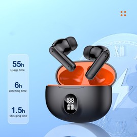LIWEARE Bluetooth headphones, wireless Bluetooth 5.3 in-ear headphones, wireless headphones, deep bass, wireless earbuds, 55 hours, LED display