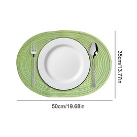 ikasus - Juego de 2 manteles individuales trenzados ovalados de 14 x 20 pulgadas, para mesas de comedor, tejidos naturales, resistentes al calor, color verde fruta