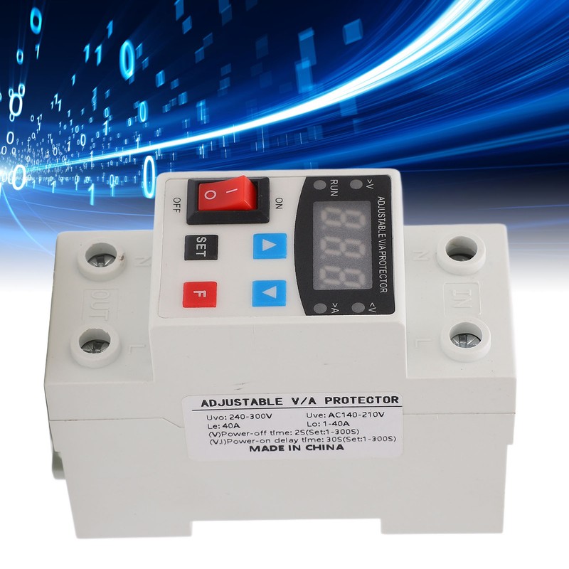 Over Under Voltage Protective Device Adjustable Auto Reset Protector 240V‑300V