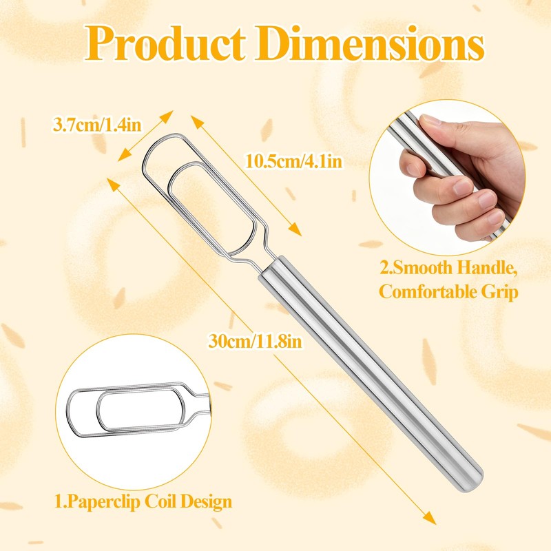 TatTech 2Pcs Danish Dough Whisk 12 in, Stainless Steel Hand