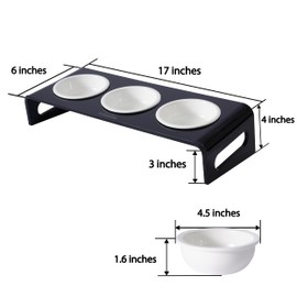 Tilted Raised Elevated Food and Water Bowls Stand for Cat or Small Dogs - Puppy's Clear Acrylic Stainless Steel 3 Dishes Holder for Boy or Girl Pet by WBhonghui (Black-3bowls)