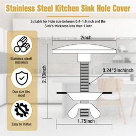 LEIFIDE 2 Pcs 2 Inch Kitchen Sink Hole Cover Faucet Hole Cover Stainless Steel Kitchen Sink Tap Plate Stopper Blanking Metal Plug (Antique Gold)