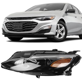 FIONE - For Chevy Malibu Headlight Assembly 2019 2020 2021 2022 Replacement Halogen Headlamp Projector Left Driver Side 84680167 84650573 GM2502498 LH