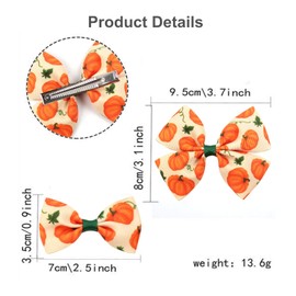 Thanksgiving Hair Clips for Girls Fall Hair Bows Pumpkin Maple Leaves Design Hair Bows Plaid Patterns Hair Clips Hair Barrettes for Hair Styling 3Pcs (Fall A)