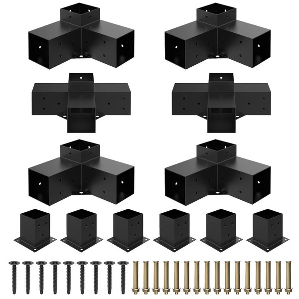 JEXALINE Heavy Alloy Steel Pergola Kit with 3-Way Brackets for
