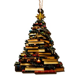 GAUDORA Book Lovers Gifts for Women, Men - Christmas Ornaments 2024, Bookshelf Decor, Book Club Gifts for Book Lovers, Nerd, The Librarians, Readers - Not 3D, Christmas Decorations Wooden Ornaments