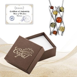 Copal Women's Necklace Amber 925 Silver Baltic Amber Adjustable Length Eco Packaging Gift Idea, Baltic Amber Sterling Silver 925, Amber