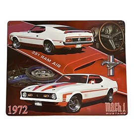 Vintage Retro 1972 Mustang Mach 1 Metal Sign Mustang Signs Garage Decor for Men Automobilia Advertising Man Cave Wall Decor Gifts Car Guys