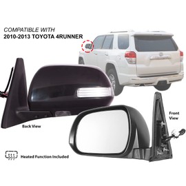 APA Replacement for Rear View Mirror for 2010-2013 4Runner Power Heated Signal Puddle Paint-to-Match Cap Passenger and Driver Pair