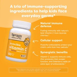 Renzo's Vitamin C Para Niños Con Saúco Y Zinc 60 Tabs