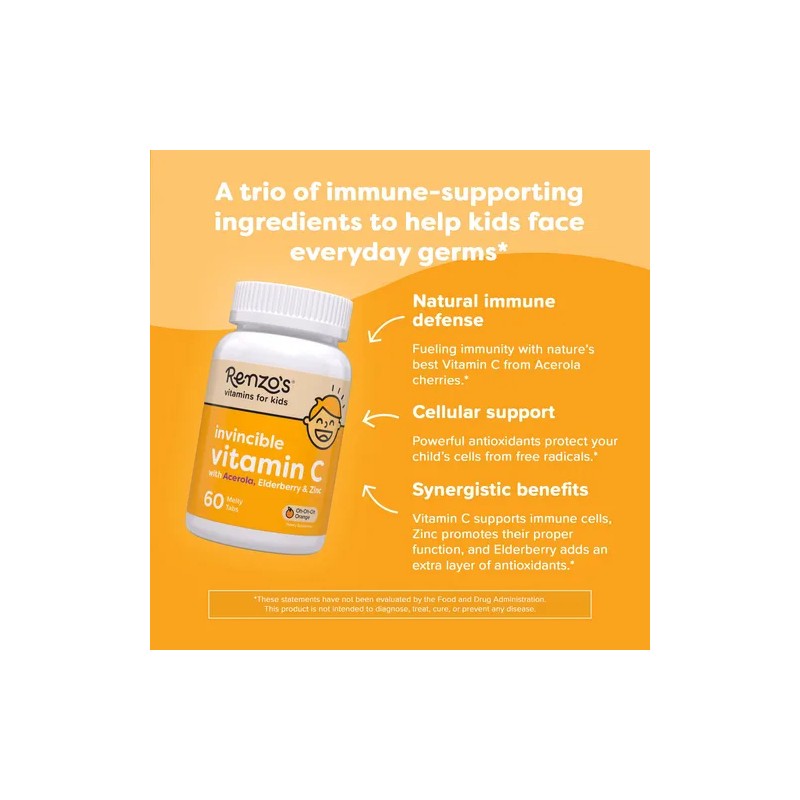 Renzo's Vitamin C Para Niños Con Saúco Y Zinc 60