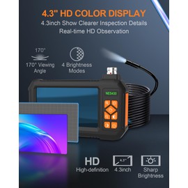 Julaiwy Industrial Endoscope Borescope Camera with Light, Borescope Inspection Camera, Industrial Camera 1080P HD 4.3" Screen, IP67 Waterproof Snake Camera with 8 LED Lights, Gadgets for Men, 16.5Ft