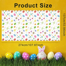 YIAJIA Easter Table Cloth, Easter Table Decorations, Easter Egg Hunt Fabric Tablecloth, Waterproof Reusable Easter Table Cover for Easter Party Supplies 274x137cm