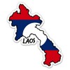Squiddy Laos Map with Flag - Vinyl Sticker Decal for Phone, Laptop, Water Bottle - 3"