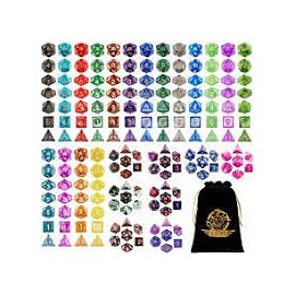 DND Dice Set – Chessex D&D TTRPG Dice – Sampler Best of Chessex 7pc (2021 Mix) – Dungeons and Dragons Dice – 25 Sets – 7 Dice per Set - D4 D6 D8 D10 D12 D20 D%, Various, (CHX29910)