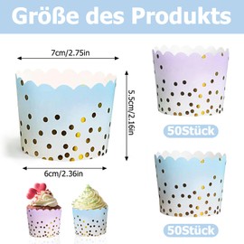 Paper Muffin Cases 100 Pieces Muffins Paper Cases Cupcake Cases Cupcke Wrapper for Weddings Birthday Party Size 6 x 5.5 x 7 cm Purple, Blue