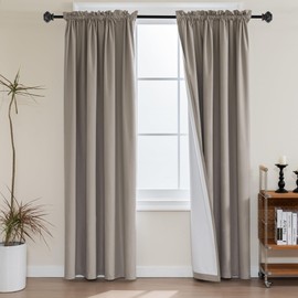 H.VERSAILTEX Taupe Blackout Curtains for Bedroom 84 Inches Long Full Room Darkening Curtains for Living Room Thermal Insulated Rod Pocket Drapes with White Liner for Nursery, Set of 2 Panels, Taupe