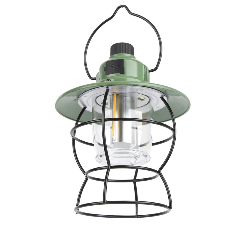 LED Camping Light Retro Style Rechargeable 3 Stepless Dimming Modes