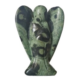 Manekieko Manekieko Natural Kambaba Jasper Healing Crystal Prayer Guardian Angel Statue,48mm Carving Pocket Palm Stone Figurines Decoration