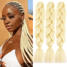 Xtrend 3 Packs 24 Pouces Jumbo Tresting Extensions de Cheveux pour les femmes Blondes à Haute Température Kanekalon Traiding pour Torsion Crochet Box Braids (3 Packs, 613#)