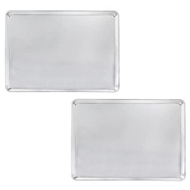 TrueCraftware- 2/3 Size Aluminum Sheet Pan 16" x 22" Baking Sheets 20 Gauge Set of 2- Baking Pan Baking Tray Cookie Sheet Baking Sheet Perfect for Baking Roasting
