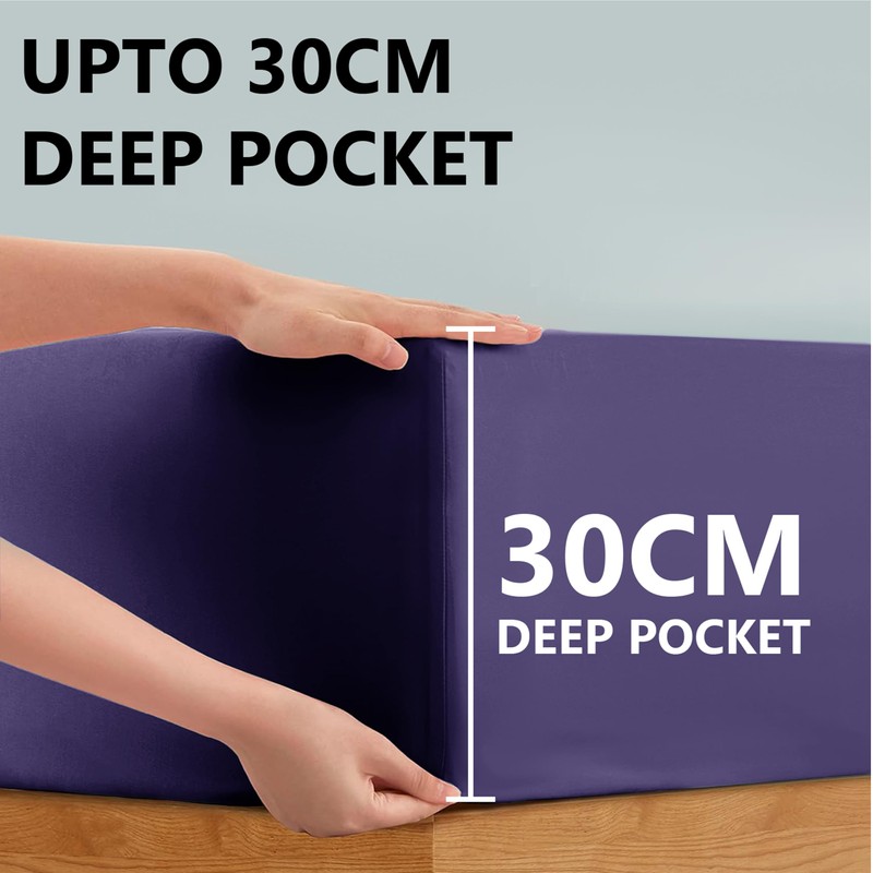 Simply Amelia Single Fitted Sheet Navy 100% Brushed Cotton 30cm