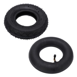 2.50-4 Tire and Inner Tube, Rubber Replacement Tire + Inner Tube with Bent Valve Stem for Hand Trucks, Utility Cart, Lawn Mowers, Wheelbarrows, Dollys, Scooters