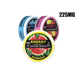 225mg Variety 3-Pack Wintergreen, Pink Lemonade, Watermelon Caffeine Energy Pouches - 45 Pouches