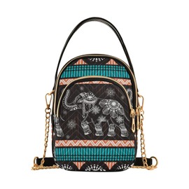 Yasala Cell Phone Purse Thailand Elephant Ethnic Crossbody Handbag Durable Shoulder Bag Sturdy Travel Pouch Compact Chic Bag for Women Girls Daily Use, Holiday Birthday Gift