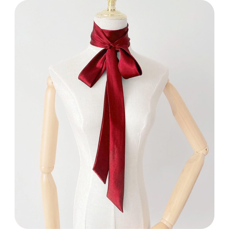 GUZOSJO Solid Color Long Neckerchief Pure Skinny Scarf Necktie Handbag