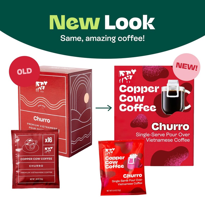 Copper Cow Premium Pour Over Single-Serve Vietnamese Coffee | Churro