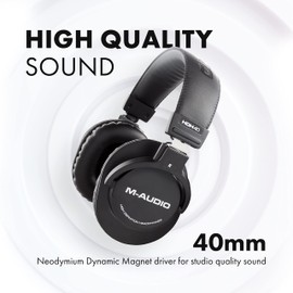 M-Audio M-Audio HDH40 – Over Ear Studio Headphones with Closed Back Design, Flexible Headband and 2.7m Cable for Studio Monitoring, Podcasting and Recording - Black