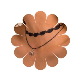 Sttiafay Black Lace Choker Necklace Short Chain Tassel Charm Necklace Layered Beads Clavicle Chain Lace Tattoo Choker Collar Jewellery for Women Teenager Girls