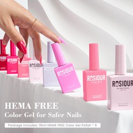 18ML Pink Gel Nail Polish Set 6 Colors, HEMA-Free Hot Light Nude French Pink Nail Polish Kit for Long-Lasting Nail Art, Soak off Uv Nail Art Gel Design for Women Girl Gift Salon DIY
