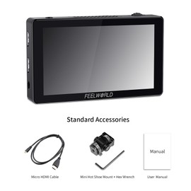 FEELWORLD LUT5 5.5 Inch DSLR Camera Field Monitor Video Monitor 3000nits Ultra Bright Auto Dimming Touchscreen HDR Monitoring 3D LUT with 4K HDMI Input & Output 1920x1080 IPS Panel