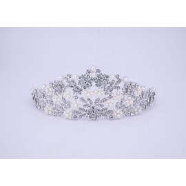 HairPro Rhinestone & Pearl Bridal Tiara/Crown Hair Accessories Perfect for Wedding Prom Birthday Party for Women and Girls