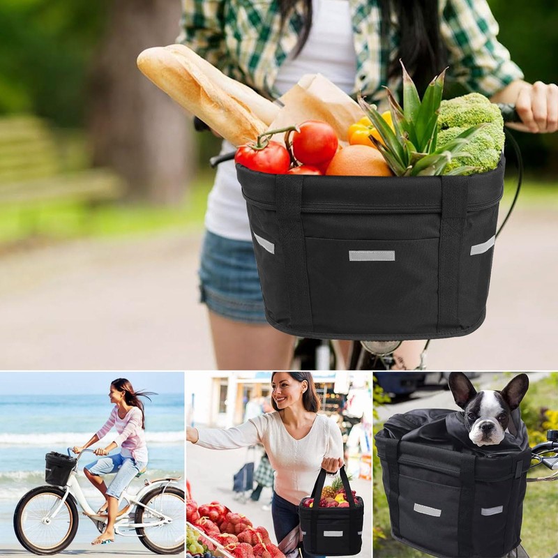 Goldmiky Foldable Bicycle Basket, Front Bicycle Basket for Dogs, Easy