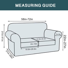 FantasDecor 3 Piece Sofa Covers Velvet for 2 Cushion Couch Stretch Loveseat Slipcover with Individual Seat Elastic Furniture Protector for Pets (Loveseat,French Oak)