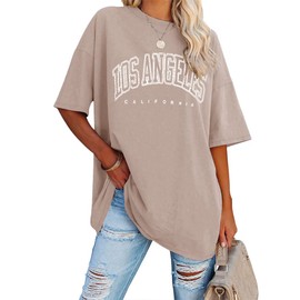 Womens Oversized Los Angeles California Graphic T Shirts Half Sleeve Summer Loose Casual Tees Tunic Tops