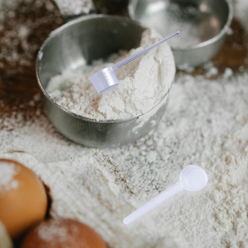 Bojueshaw 5pcs Protein Scoop Set,5g Plastic Measuring Scoops,Transparent Dosing Spoon