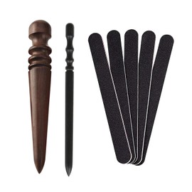 happykau Ebony Sanding Tool Set of 2 Leather Craft Tools Leather Stick Grinding Leather Polishing Dedicated Tool Finishing Wood Leather Craft Leather Craft Tools with Sand Stick