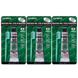 Clubman Pinaud Moustache Wax with Free Brush/Comb Applicator, Neutral, 0.5-Ounce (Pack of 3)