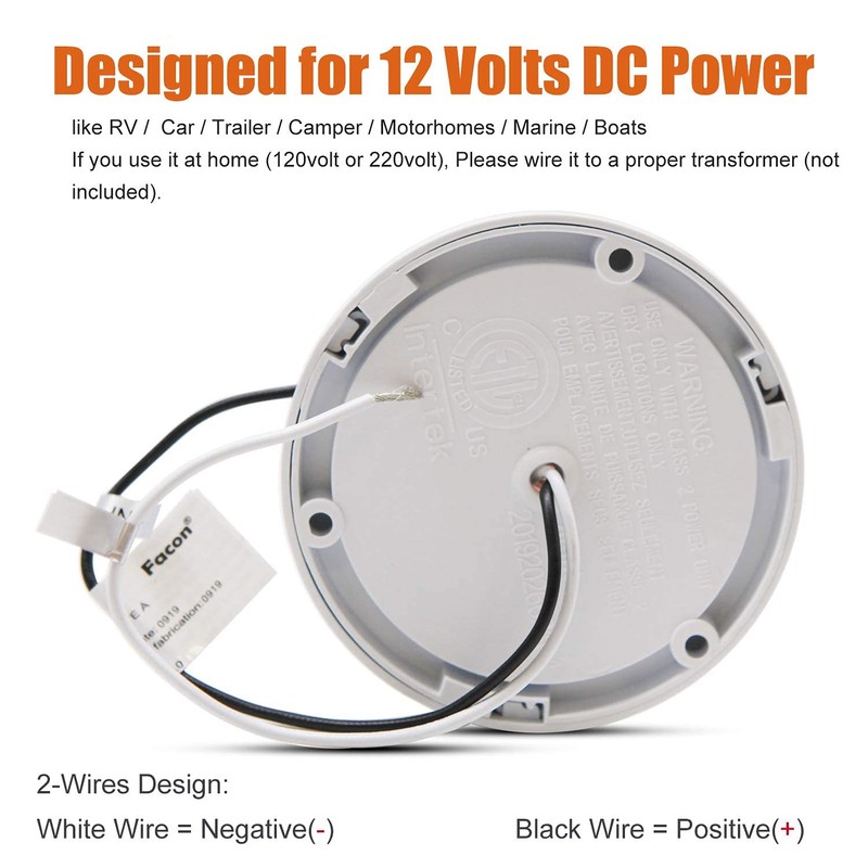 Facon 7.5-Inch 12V LED RV Ceiling Dome Light with Touch