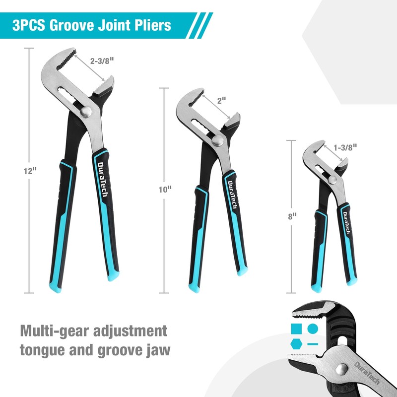 DURATECH 8-Piece Pliers Set with Rolling Pouch, Premium Cr-V/Cr-Ni Construction,
