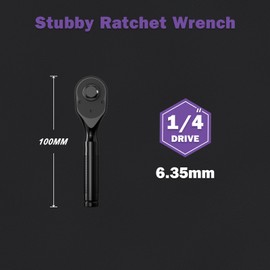 ANPUDS Stubby Ratchet,1/4 Inch Drive Mini Ratchet Wrench,72-Tooth Reversible Full Polished Ratchet Wrench for Furniture, Household Appliances and Bicycles