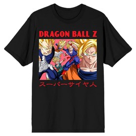 Dragon Ball Z Super Saiyan Group Art Men's Black T-shirt-4XL