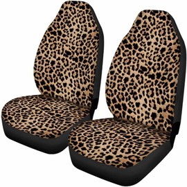Dolyues Animal Brown Leopard Cheetah Print Car Seat Covers for Women Full Set 2 Piece, Womens Cars Front Seat Cover Saddle Blanket Comfort Protector Decorative Automotive Accessories Decor