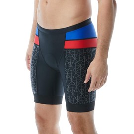 TYR RSCOM6A606XS Comp Tri Shorts, Medium, 7-Inch, Black/Blue/Red
